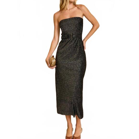 DRESS FORUM Dresses & Skirts - NEW DRESS FORUM midnight muse velvet strapless dress in black/gold